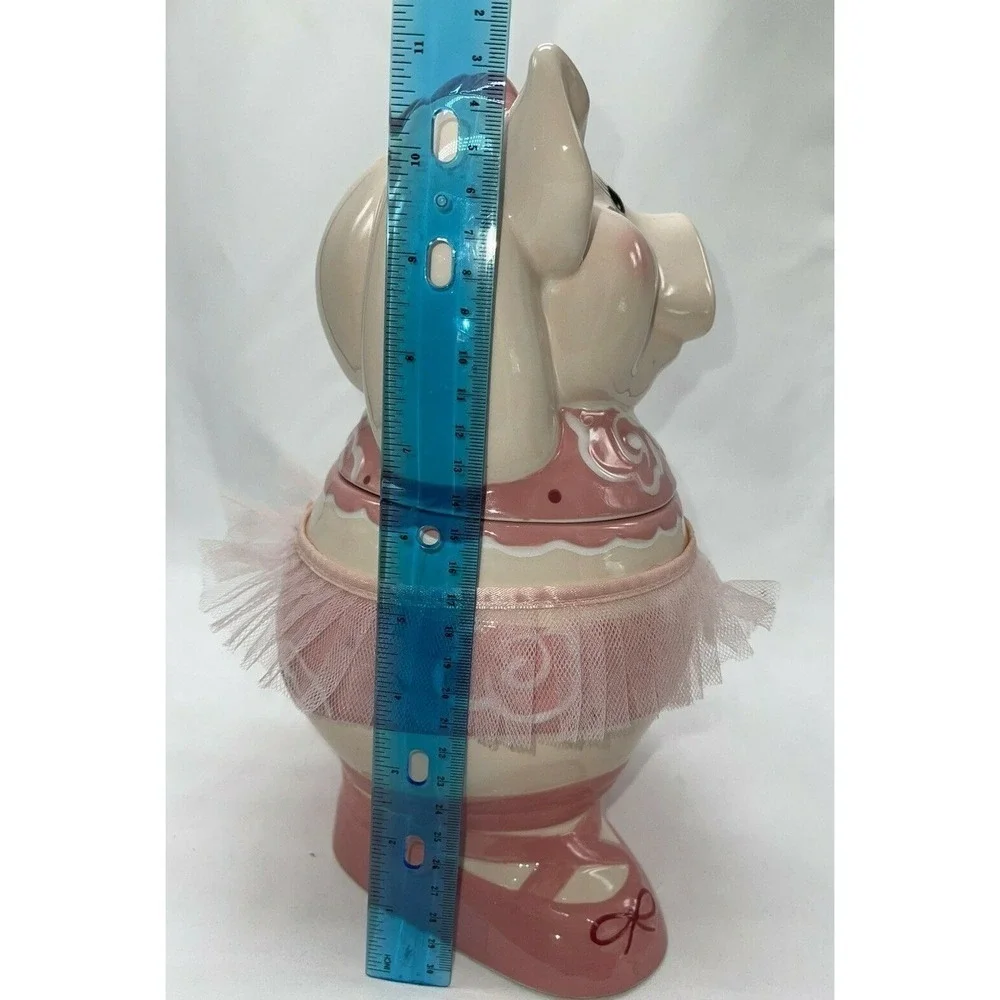 Vintage Ballerina Dancing Pink Pig with Tutu Ceramic Cookie Jar 11.5